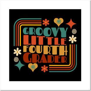 Groovy Little FOURTH Grader First Day of School Posters and Art